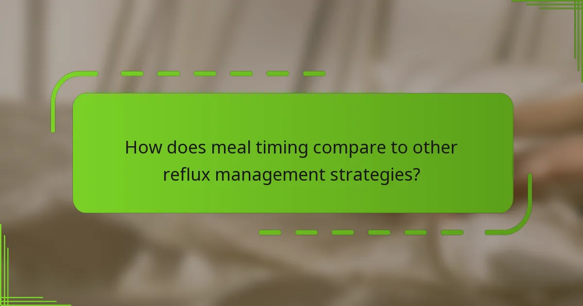 How does meal timing compare to other reflux management strategies?